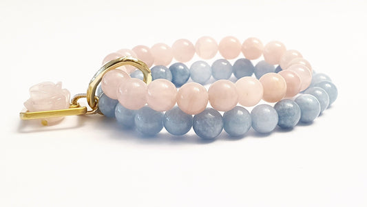 Rose quartz and aquamarine double layer combination bracelet - Gems & stones ph