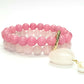 Rose quartz and chalcedony double layer combination bracelet - Gems & stones ph