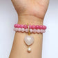 Rose quartz and chalcedony double layer combination bracelet - Gems & stones ph