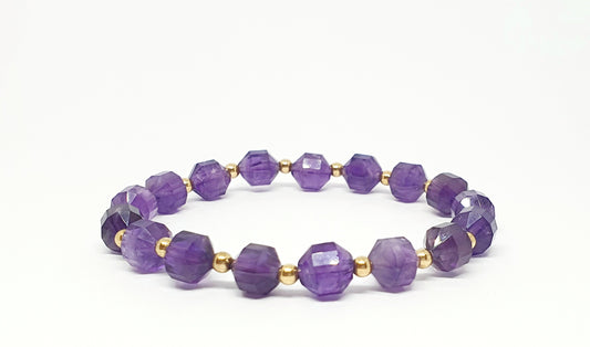 Amethyst with gold filled spacer gemstone bracelet - Gems & stones ph