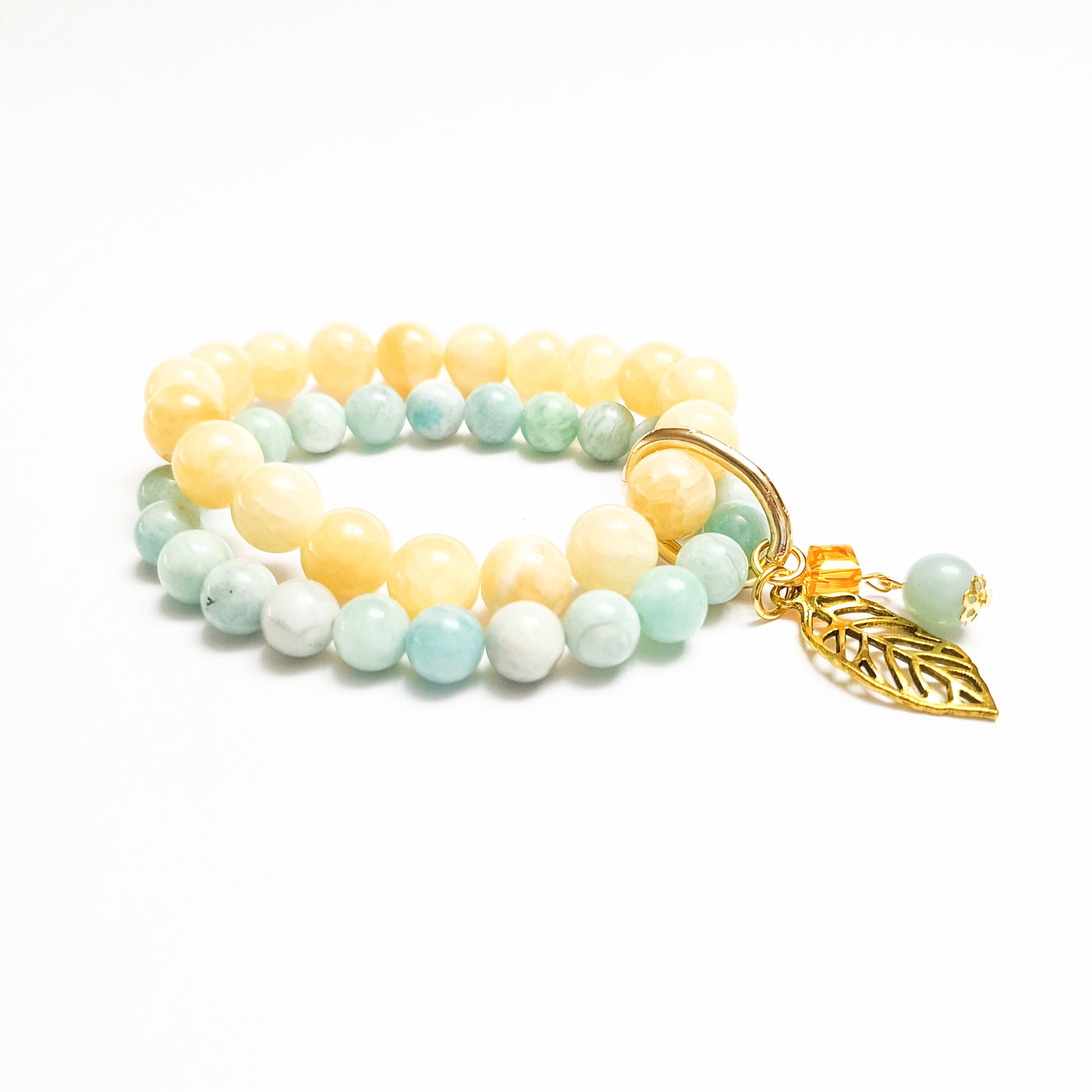 Amazonite and calcite double layer gemstone bracelet - Gems & stones ph