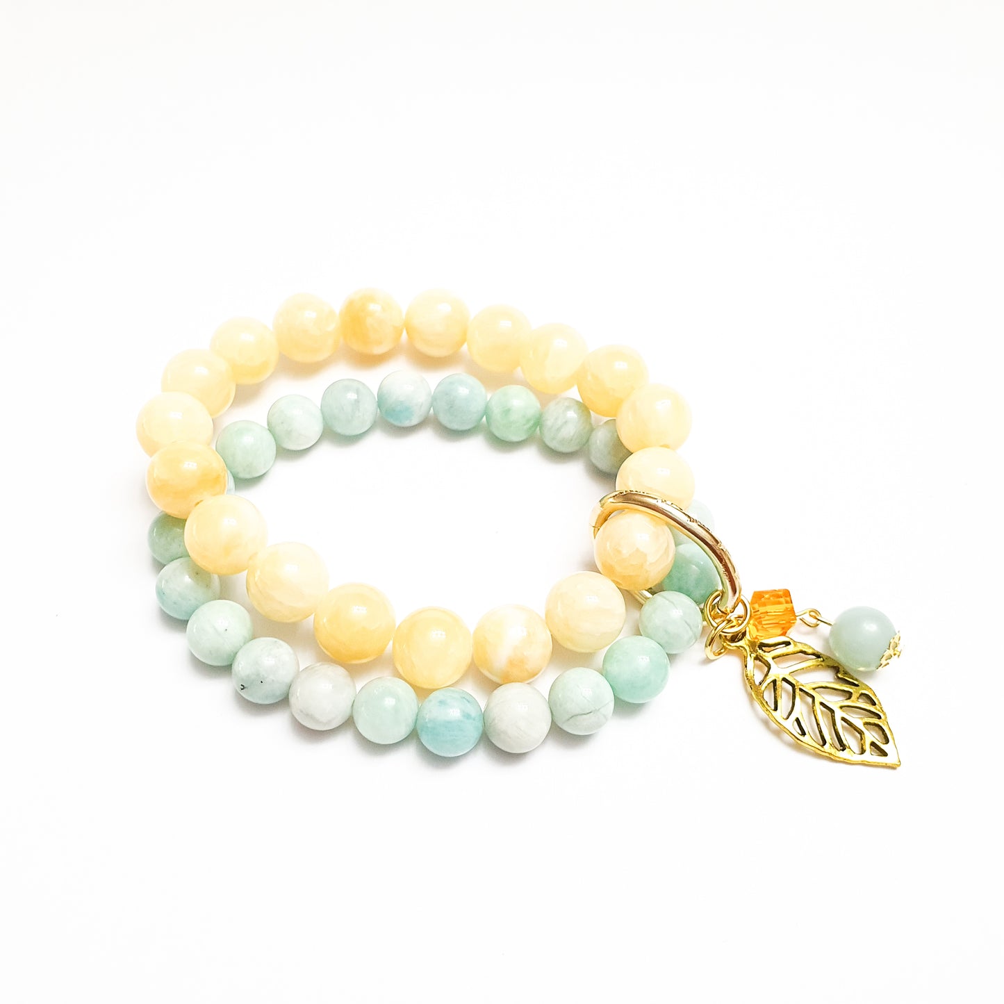 Amazonite and calcite double layer gemstone bracelet - Gems & stones ph