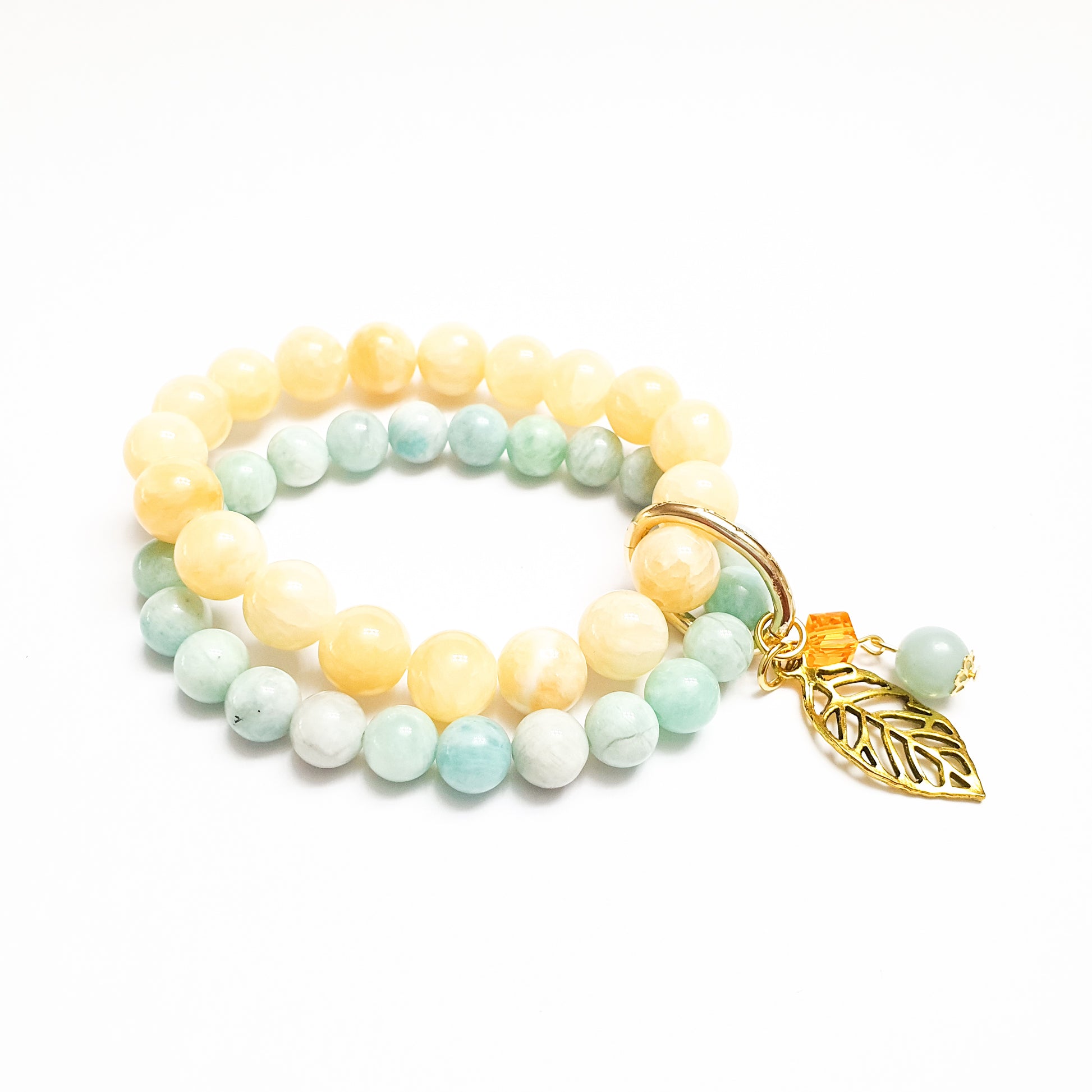 Amazonite and calcite double layer gemstone bracelet - Gems & stones ph