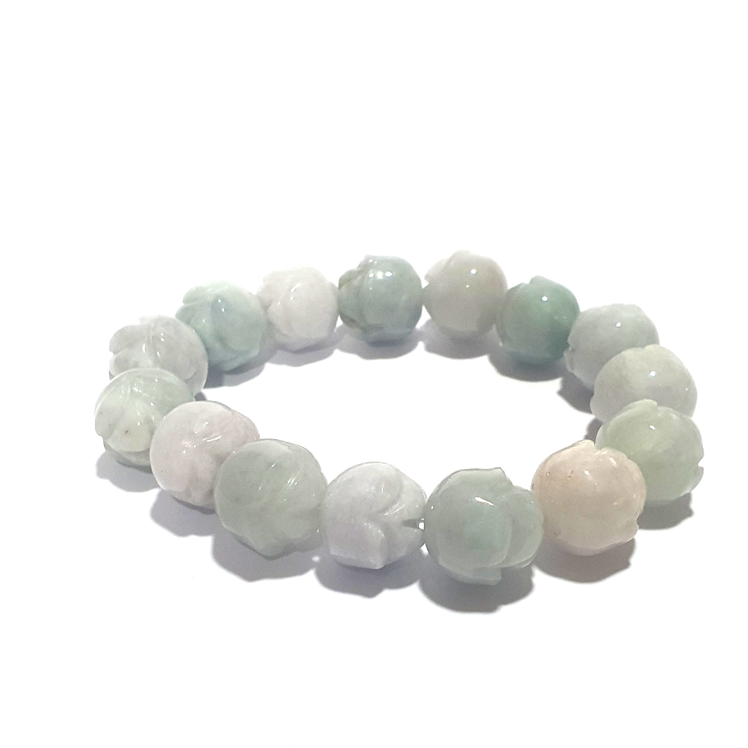 10mm Lotus flower jade gemstone bracelet