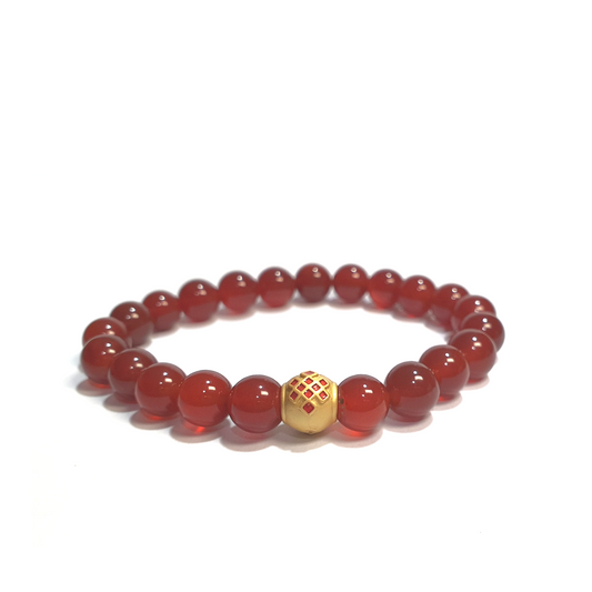 Red Agate with Auspicious Knot Charm