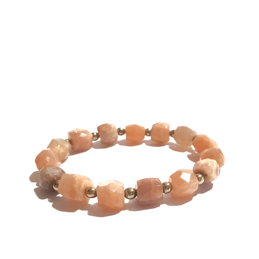 Sunstone and gold hematite gemstone bracelet