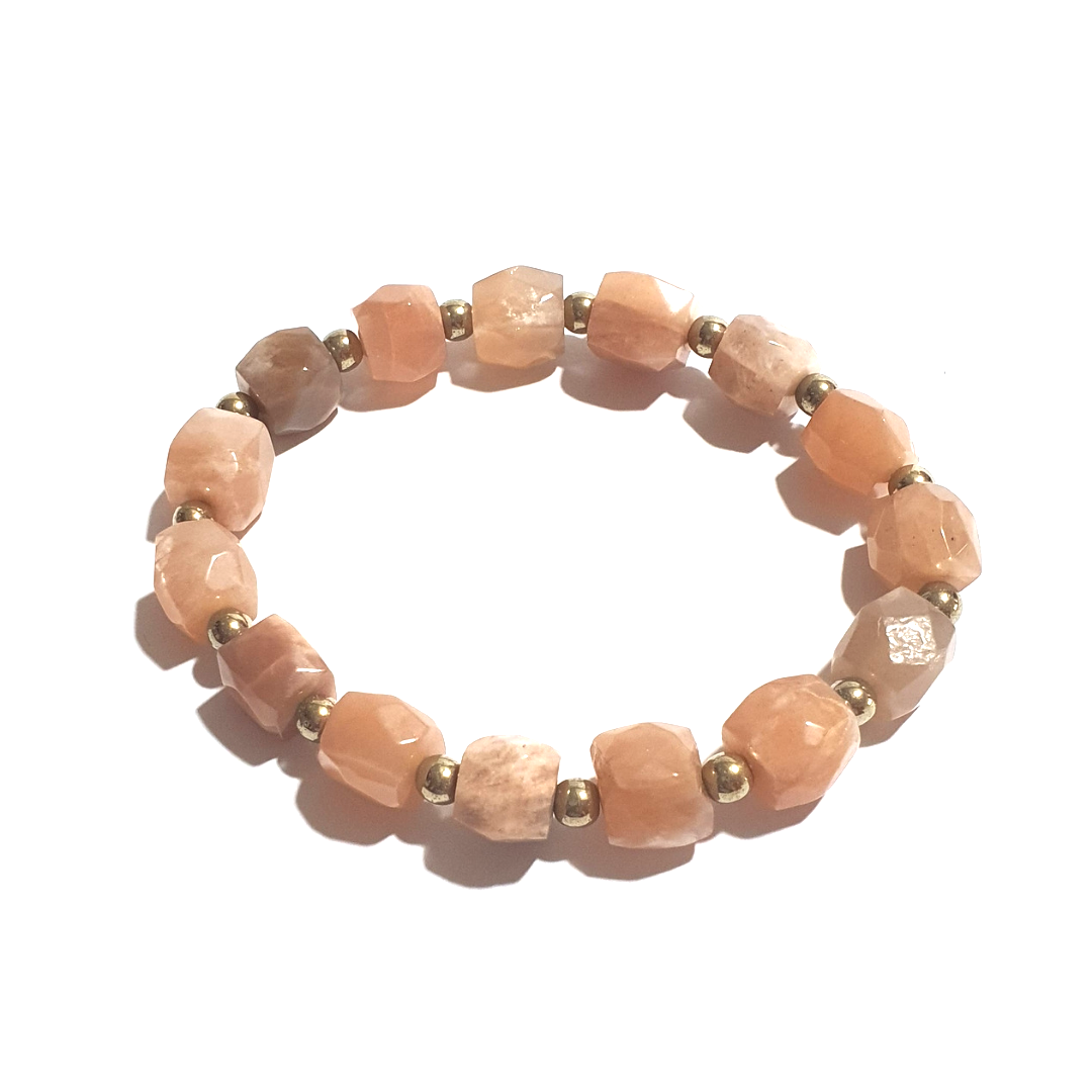 Sunstone and gold hematite gemstone bracelet