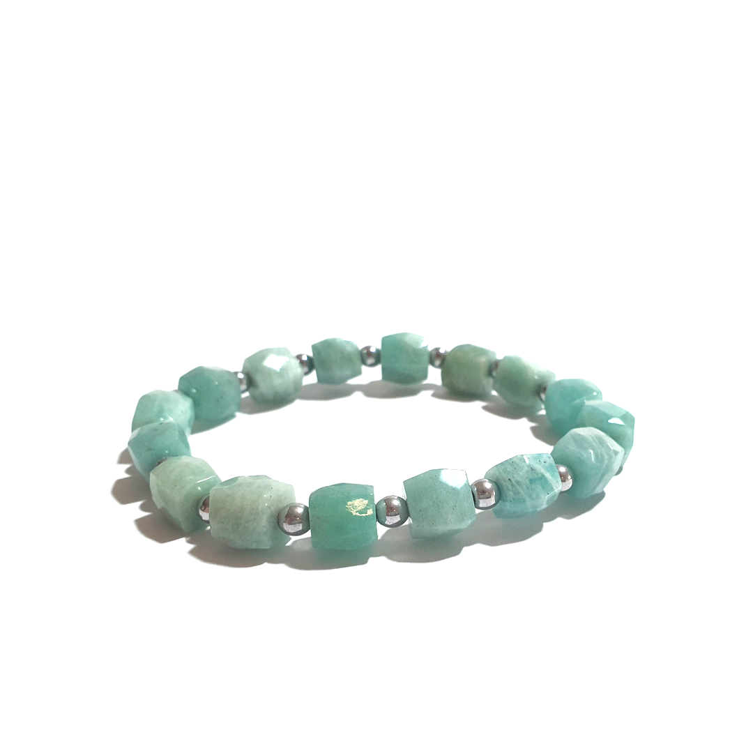 Amazonite and hematite gemstone bracelet