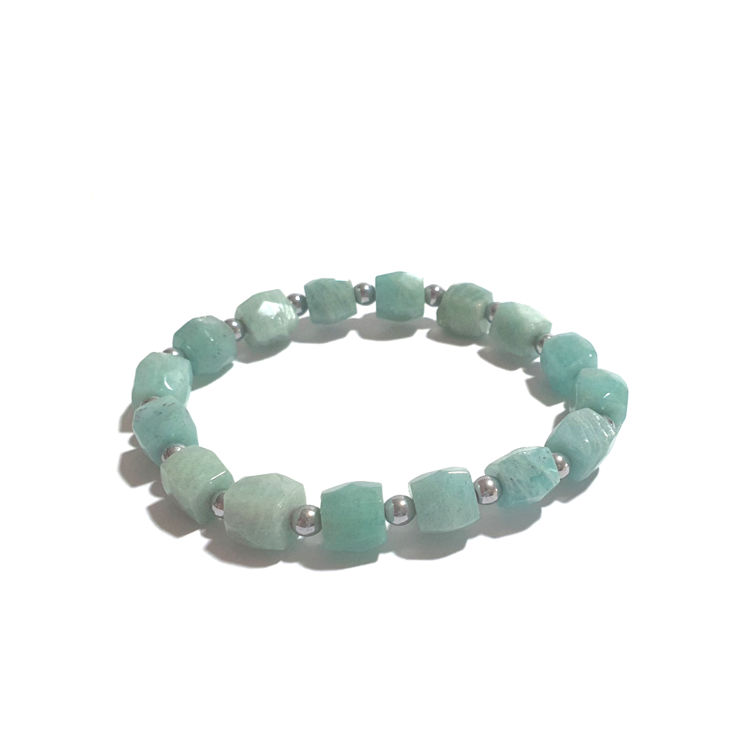 Amazonite and hematite gemstone bracelet