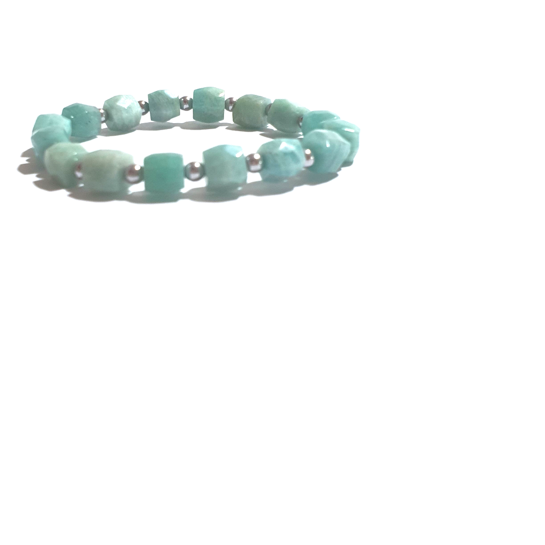 Amazonite and hematite gemstone bracelet