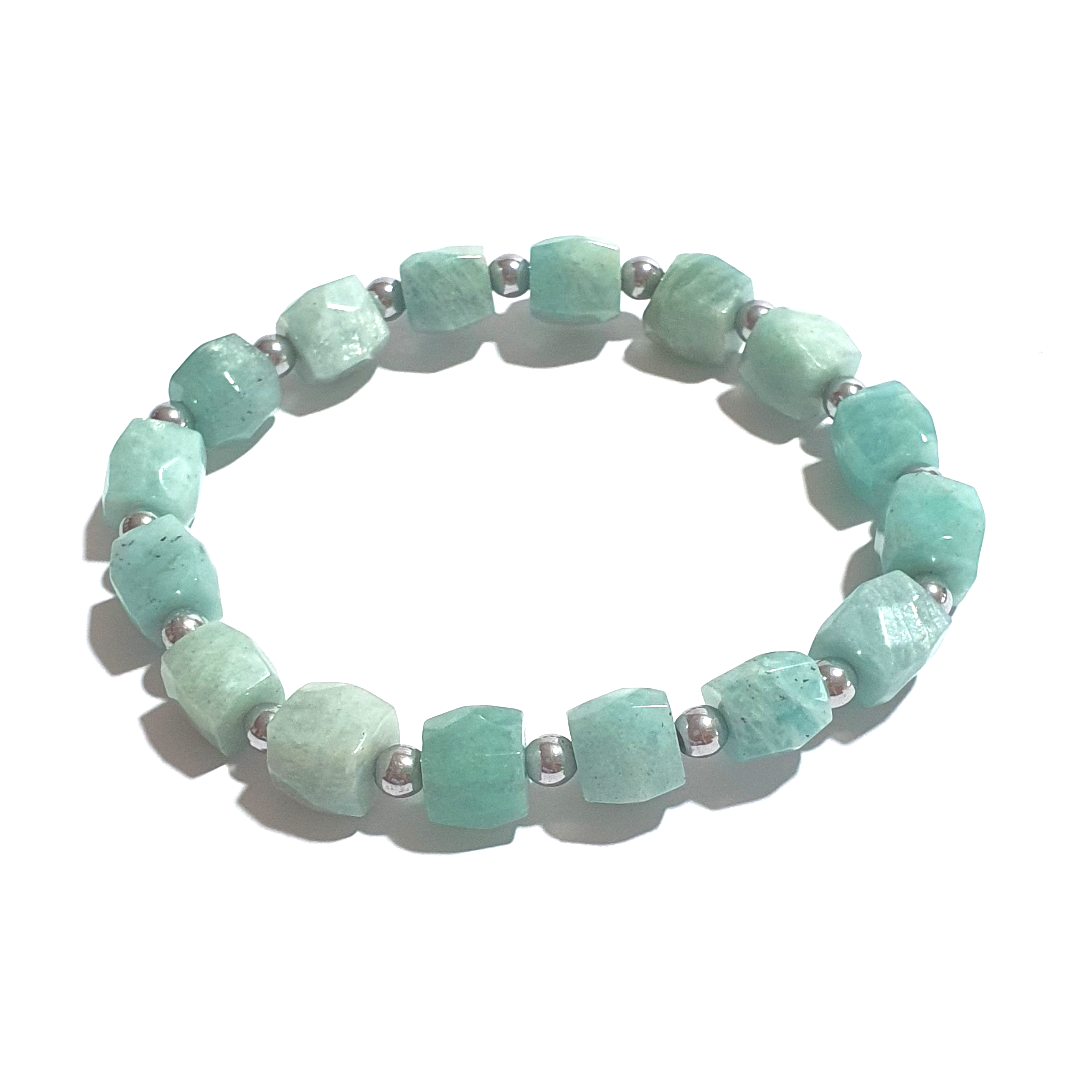 Amazonite and hematite gemstone bracelet