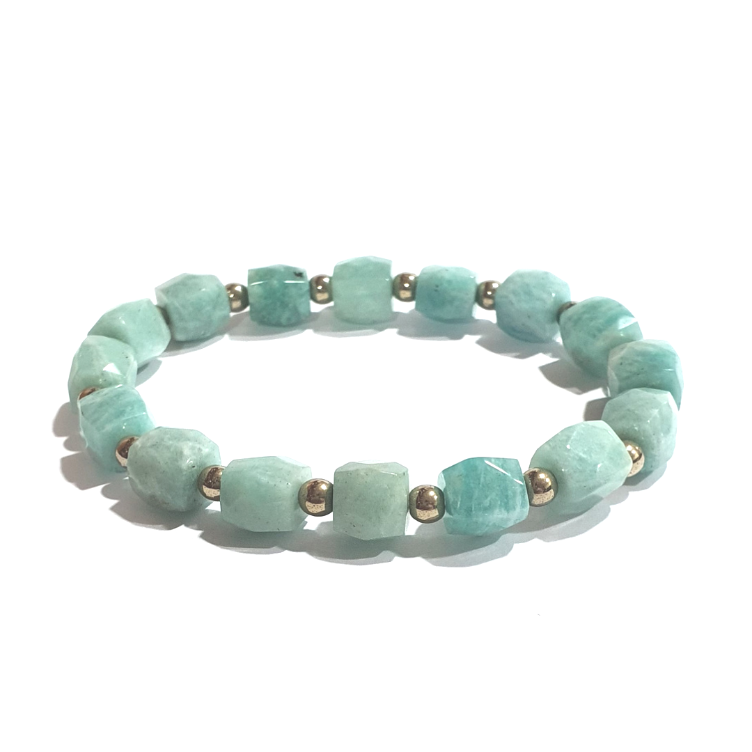 Amazonite and hematite gemstone bracelet