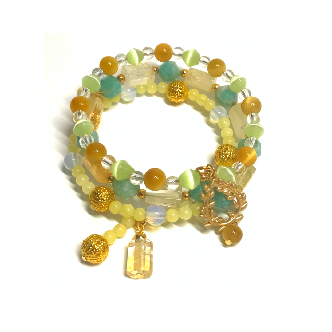 Amazonite, Citrine, Tigers Eye Rolled Bracelet