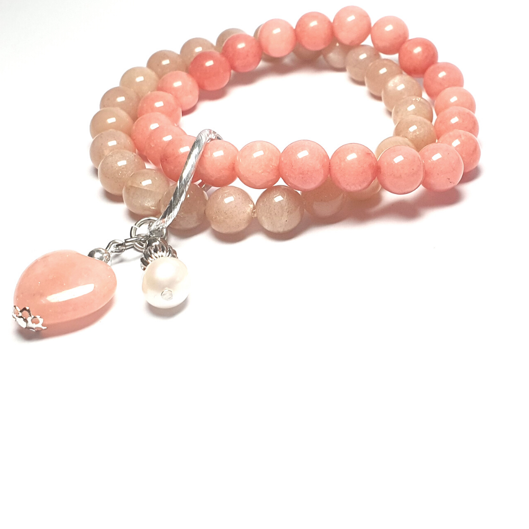 Sunstone and Pink Chalcedony Double Layer