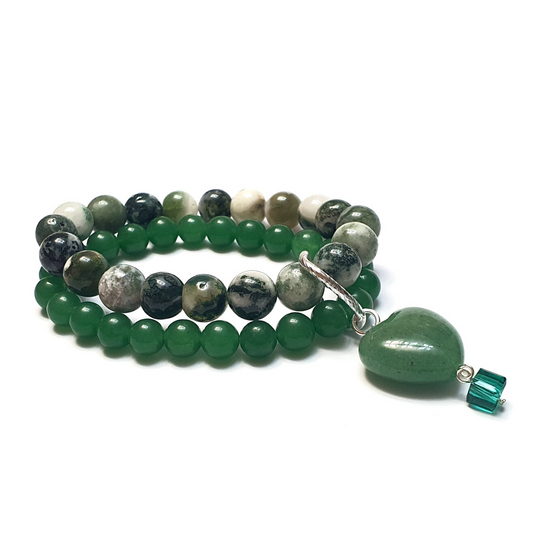 Aventurine and Tree agate double layer combination bracelet - Gems & stones ph