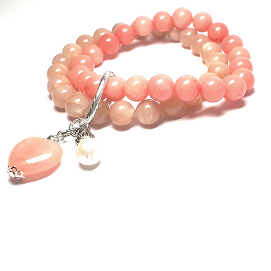 Sunstone and Pink Chalcedony Double Layer