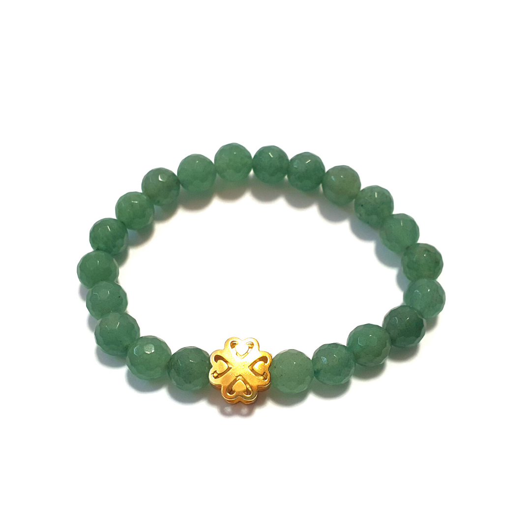 Aventurine with four leaf clover gemstone bracelet - Gems & stones ph