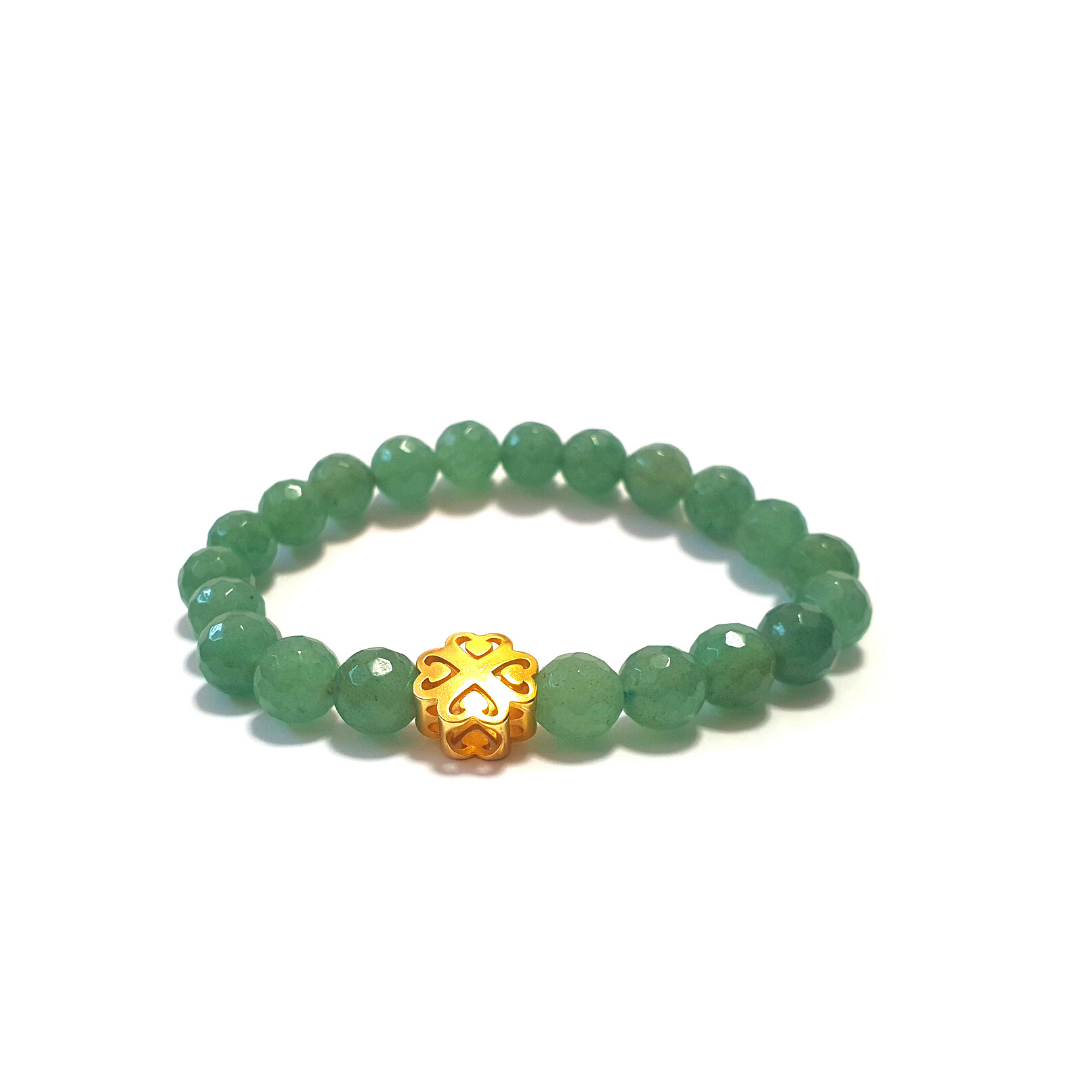 Aventurine with four leaf clover gemstone bracelet - Gems & stones ph