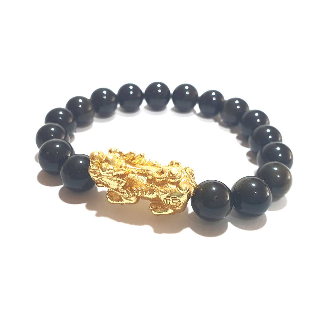 Obsidian gold sheen With Piyao gemstone bracelet - Gems & stones ph