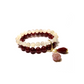 White Moonstone and Ruby Quartz Double Layer with Flower Charm