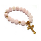 Rose Quartz rosary bracelet in 10K spacers and stainless Cross - Gems & stones ph