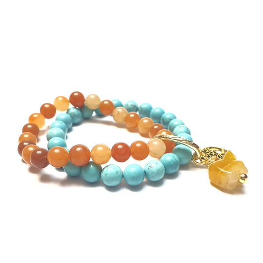 Carnelian and Turquentine double layer combination bracelet (luck) - Gems & stones ph