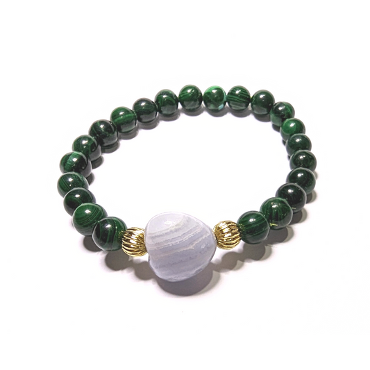 Malachite with Blue Lace Agate Heart Accent