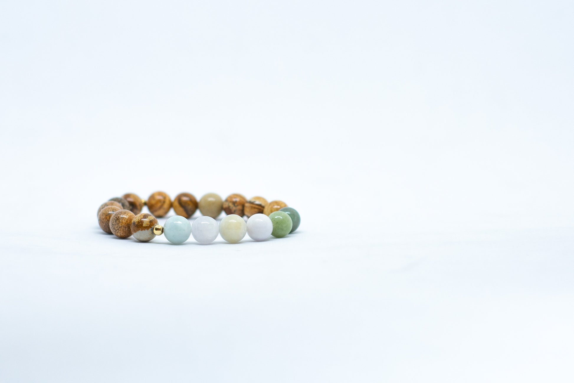 Burma jade and picture jasper gemstone bracelet - Gems & stones ph