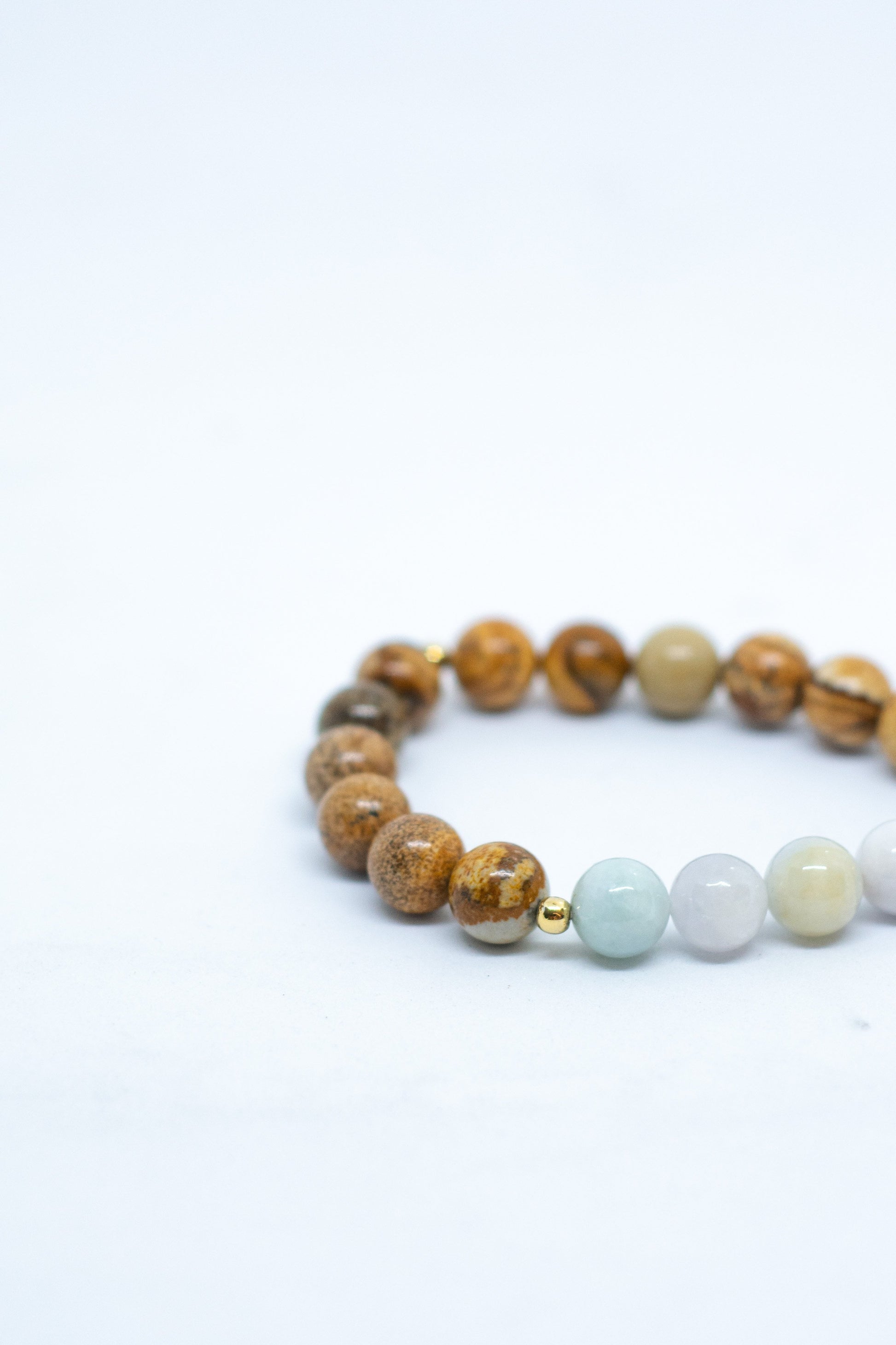 Burma jade and picture jasper gemstone bracelet - Gems & stones ph