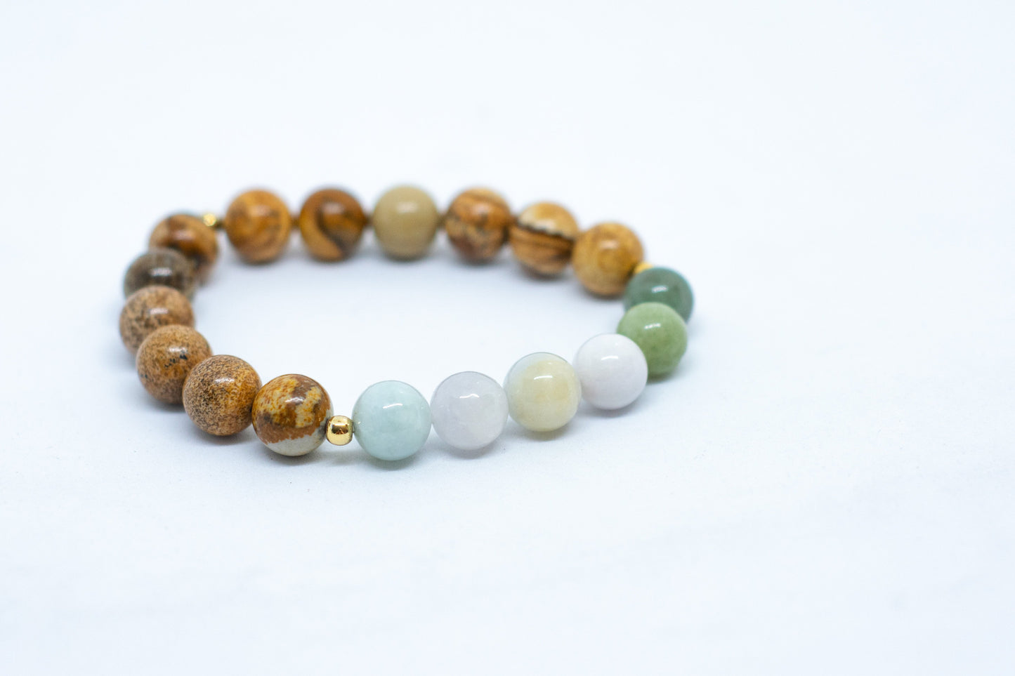 Burma jade and picture jasper gemstone bracelet - Gems & stones ph