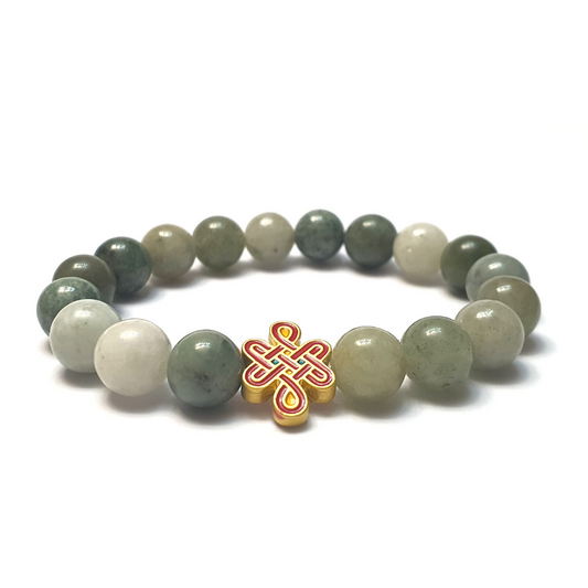 Burmese jade with infinity knot gemstone bracelet - Gems & stones ph