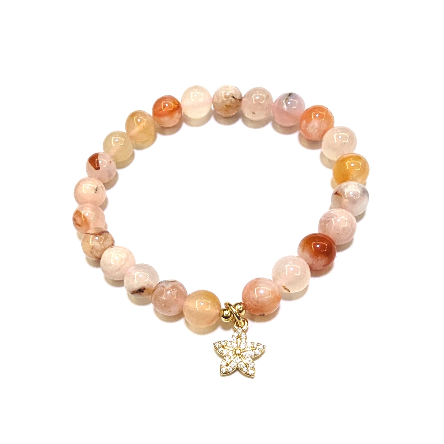 Sakura Flower Agate with Star Charm