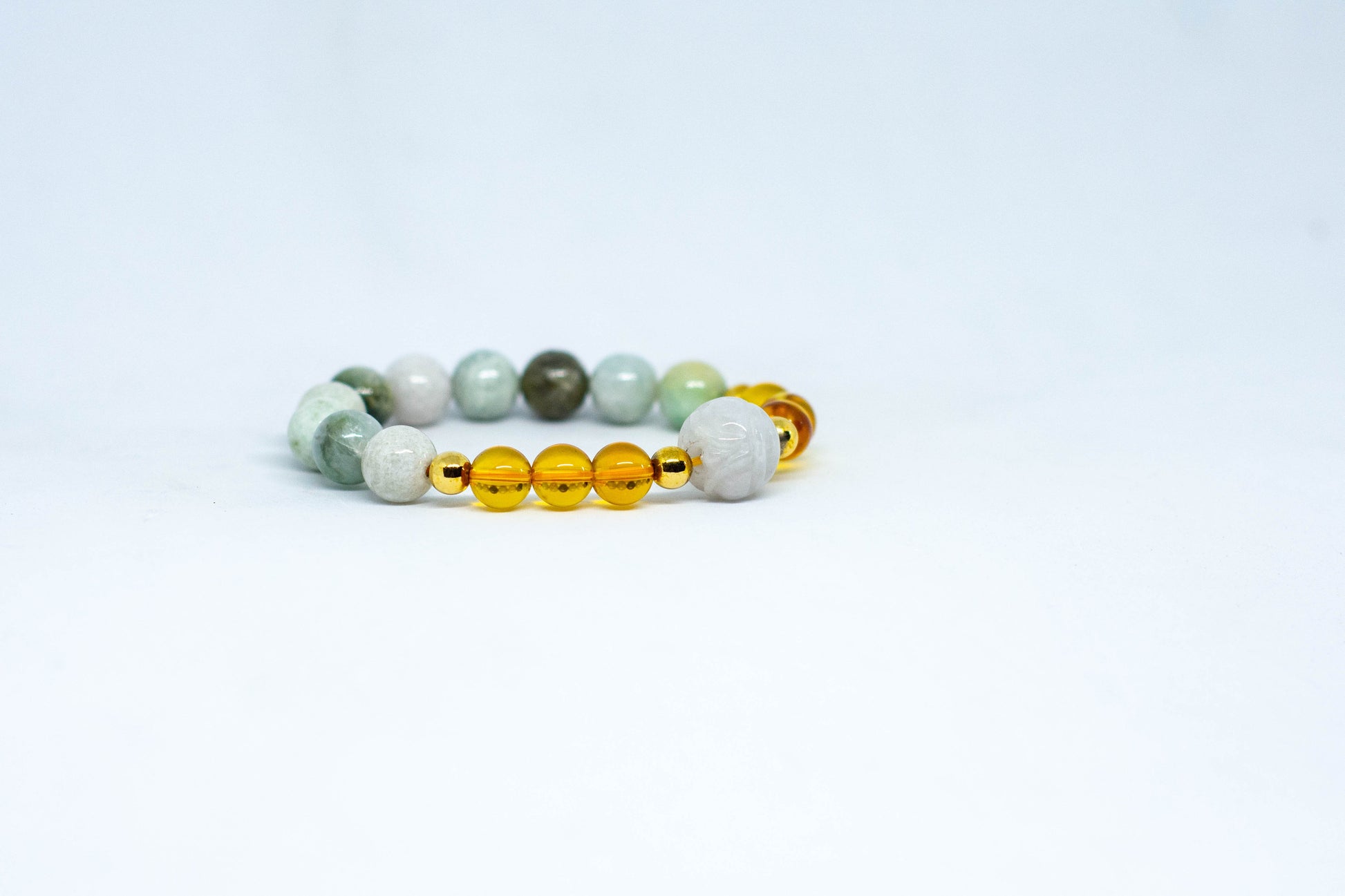 Burmese jade and citrine combo with lotus flower jade gemstone bracelet - Gems & stones ph