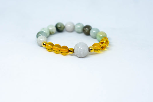 Burmese jade and citrine combo with lotus flower jade gemstone bracelet - Gems & stones ph