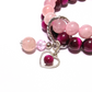 Magenta Tiger Eye and Rose Quartz Double Layer with Heart Charm