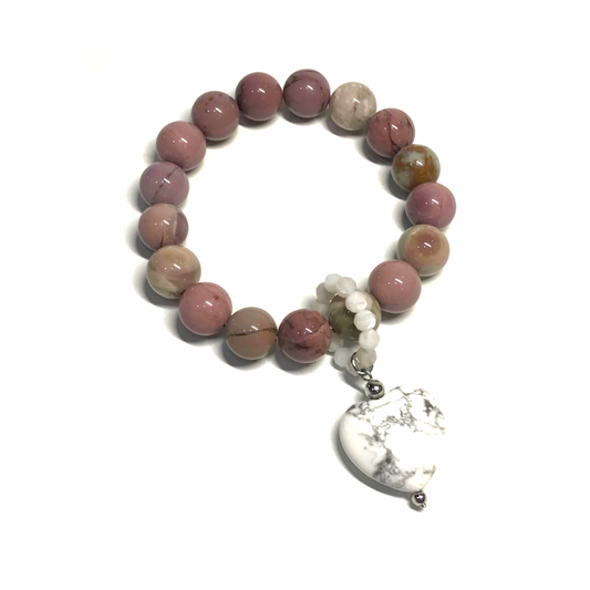 Pink Alashan with Howlite Heart Charm