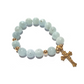 Aquamarine Rosary bracelet in 10K spacers and stainless Cross - Gems & stones ph