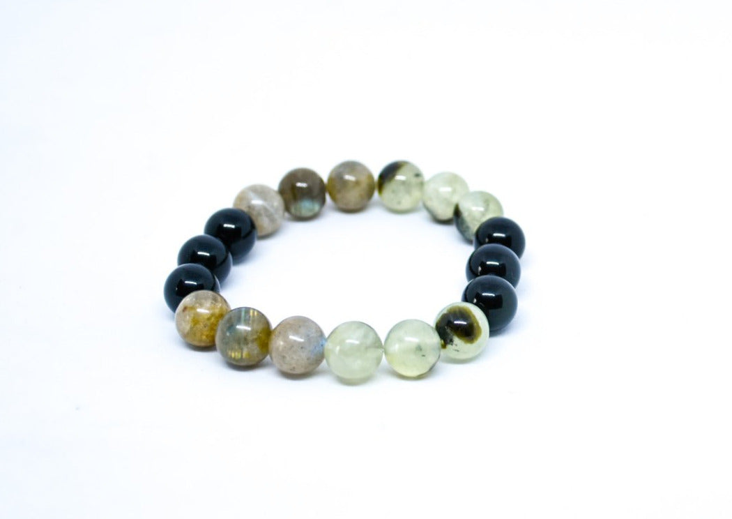 prehnite labradorite and tourmaline gemstone bracelet (protection) - Gems & stones ph