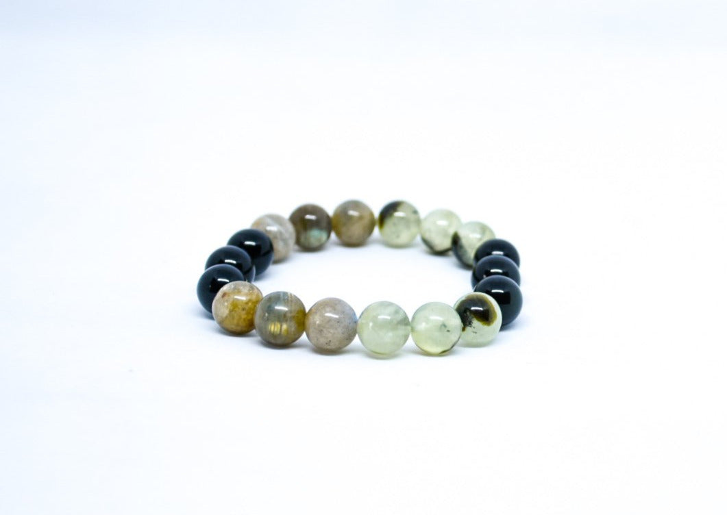 prehnite labradorite and tourmaline gemstone bracelet (protection) - Gems & stones ph