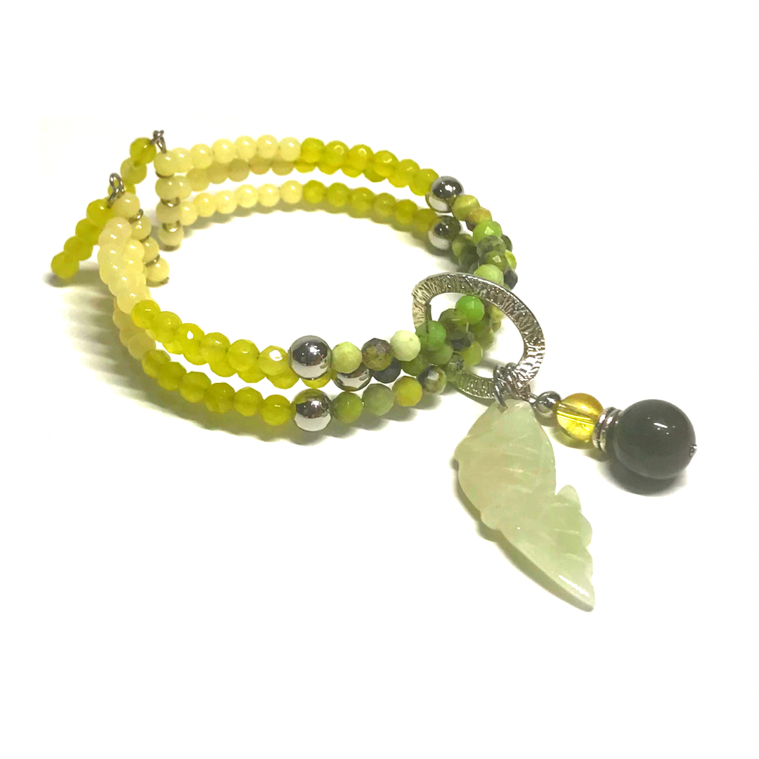 Chrysoprase, Jade, Agate Rolled Bracelet