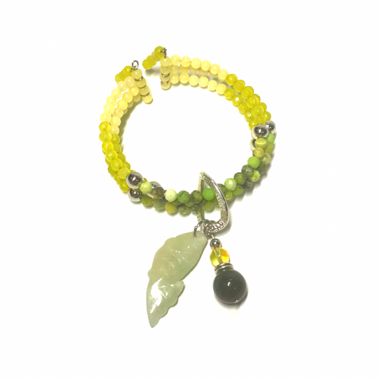 Chrysoprase, Jade, Agate Rolled Bracelet