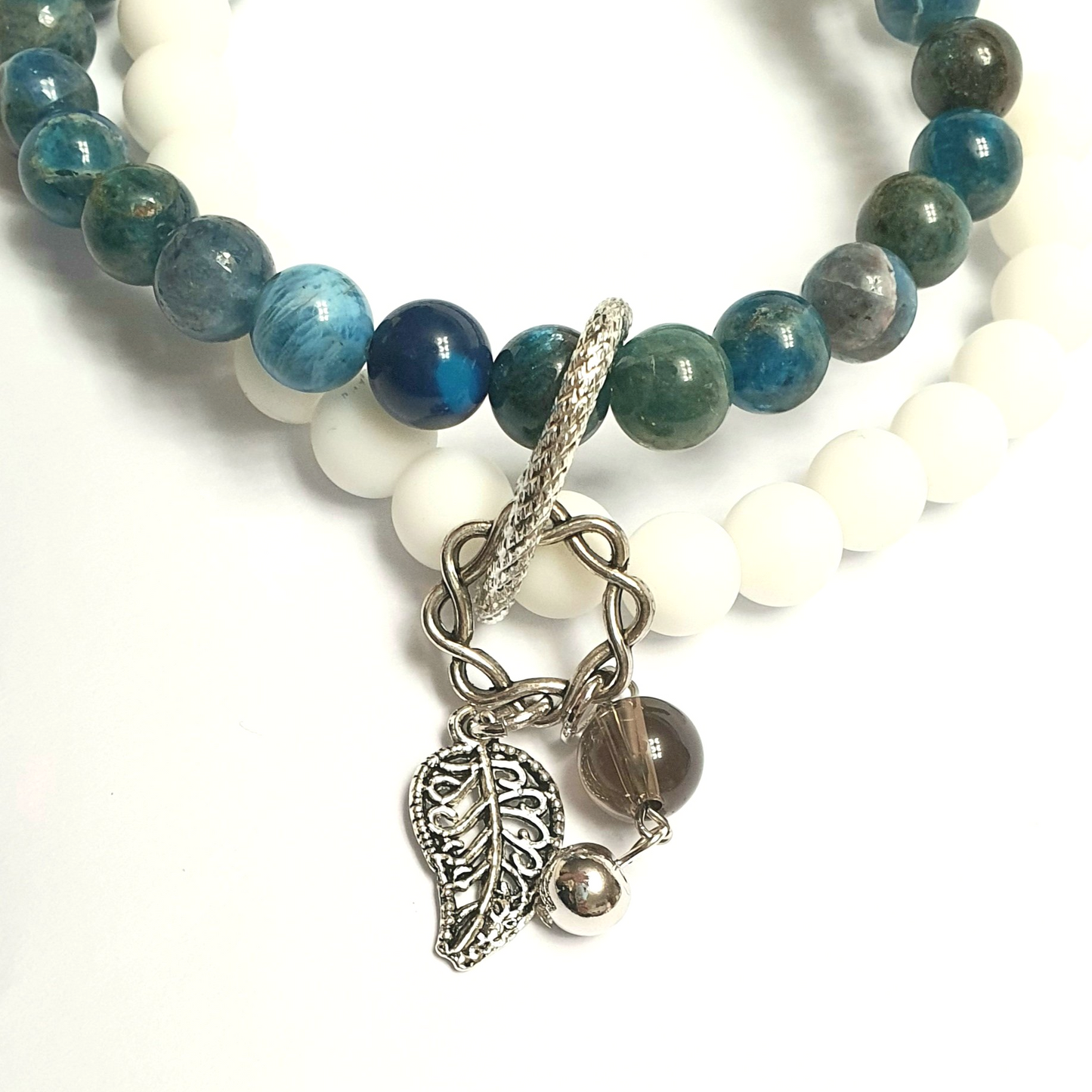 apatite and white onyx double layer combination bracelet - Gems & stones ph