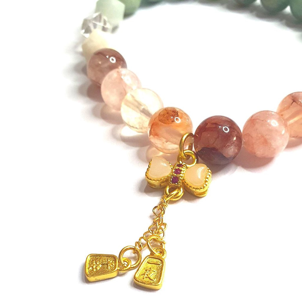 Self contentment and balance Fire quartz and amazonite gemstone bracelet