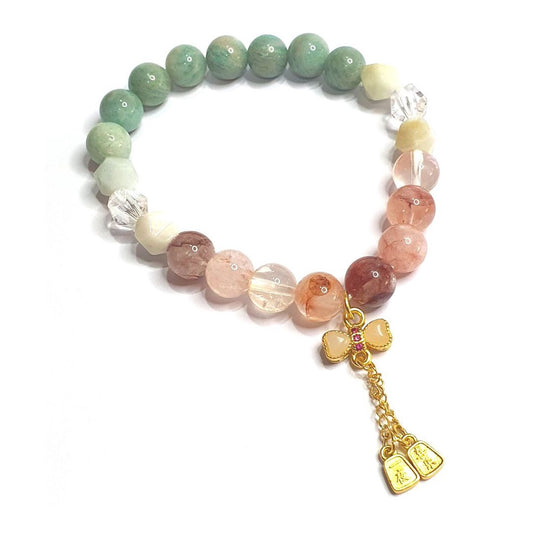 Self contentment and balance Fire quartz and amazonite gemstone bracelet