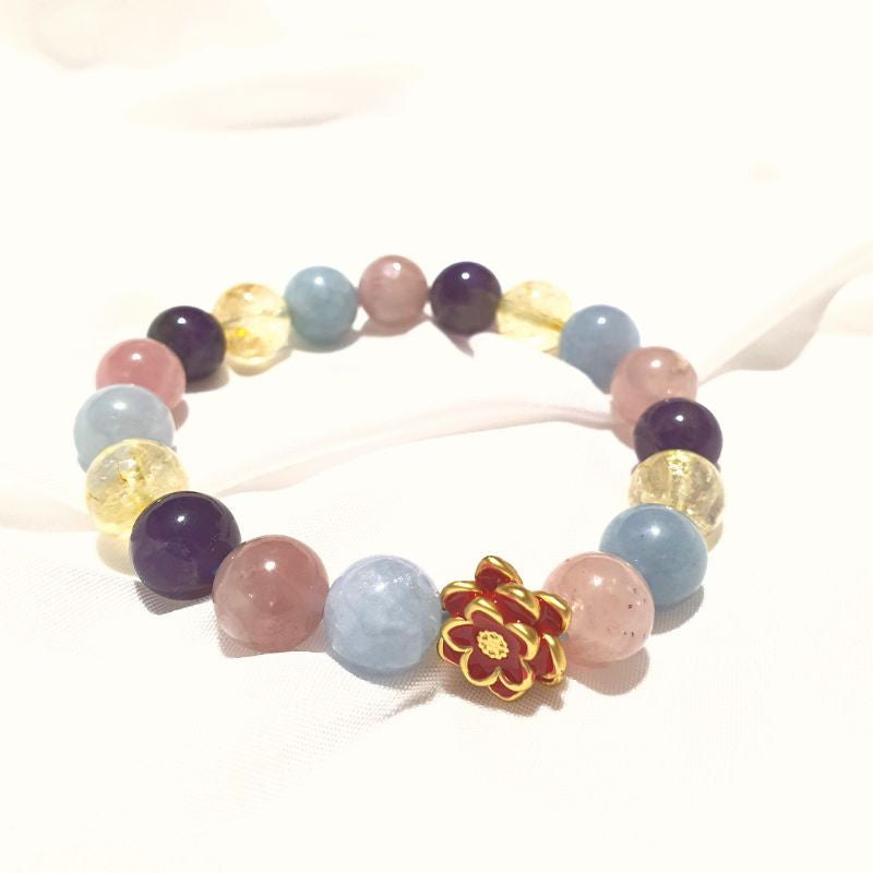 all in one bracelet rose quartz, amethyst, citrine, aquamarine