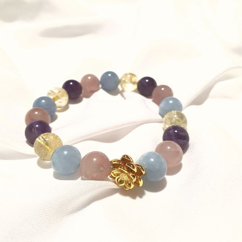 all in one bracelet rose quartz, amethyst, citrine, aquamarine